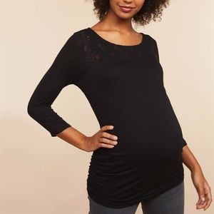 Motherhood Maternity Black Lacey Blouse Tee